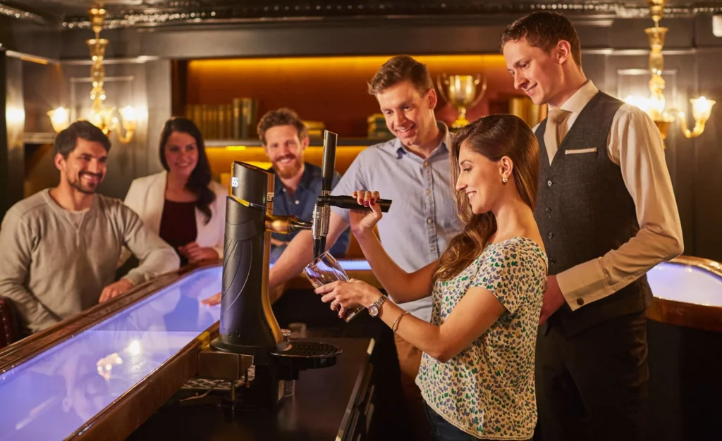 Learning to pour a pint of Guinness at the Guinness Storehouse