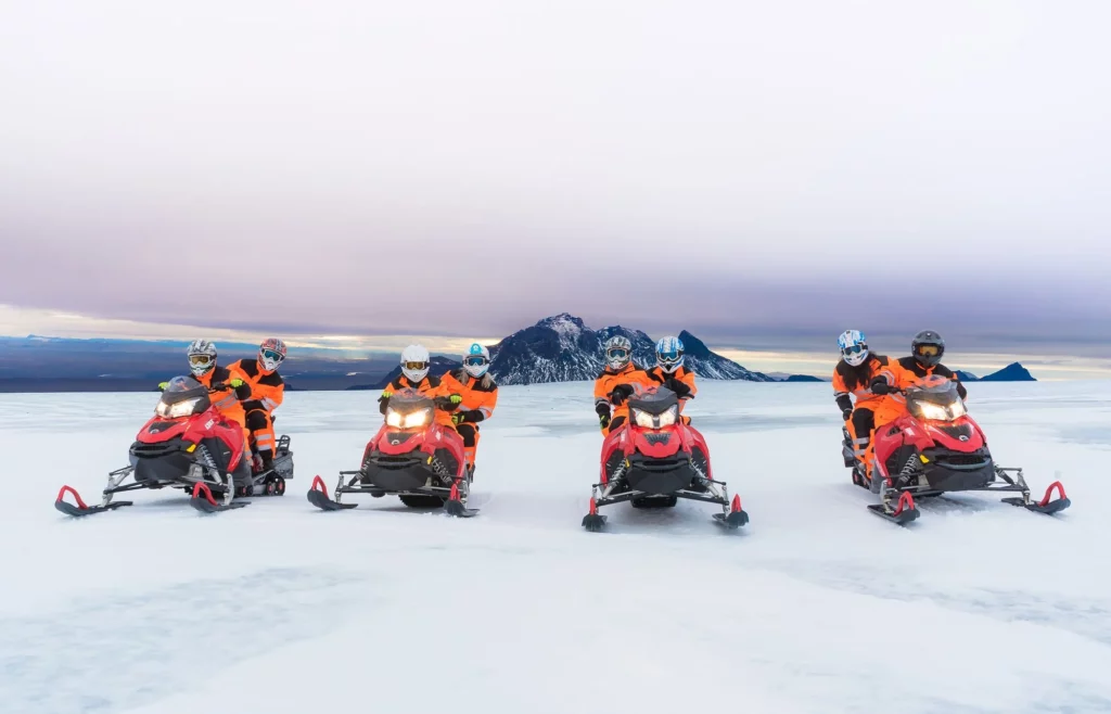 Snowmobile on a glacier