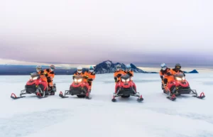 Snowmobile on a glacier