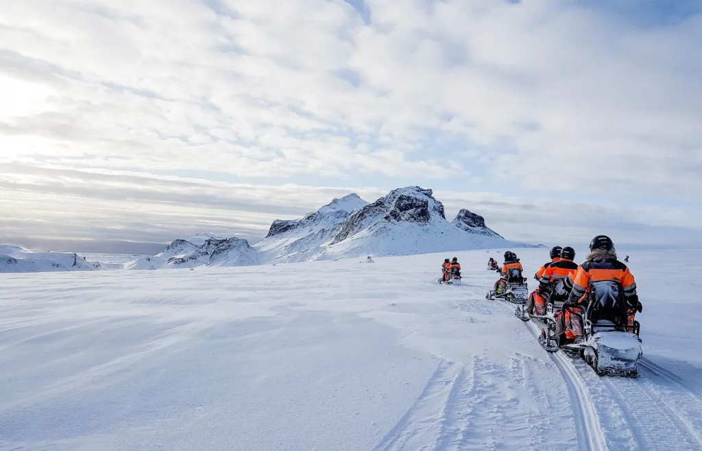 Snowmobile on a glacier