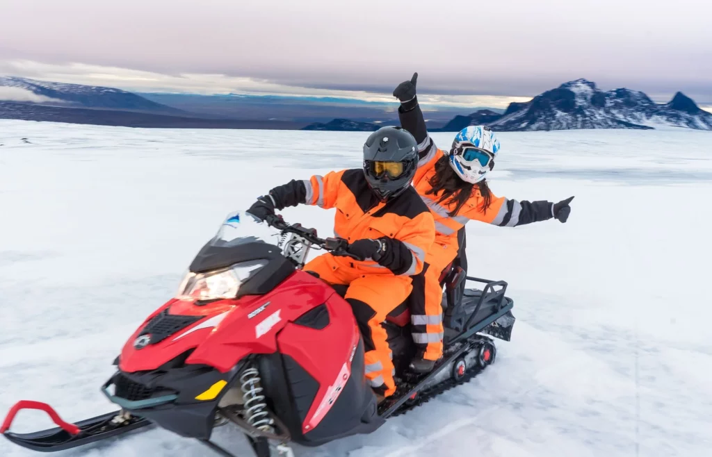 Snowmobile on a glacier